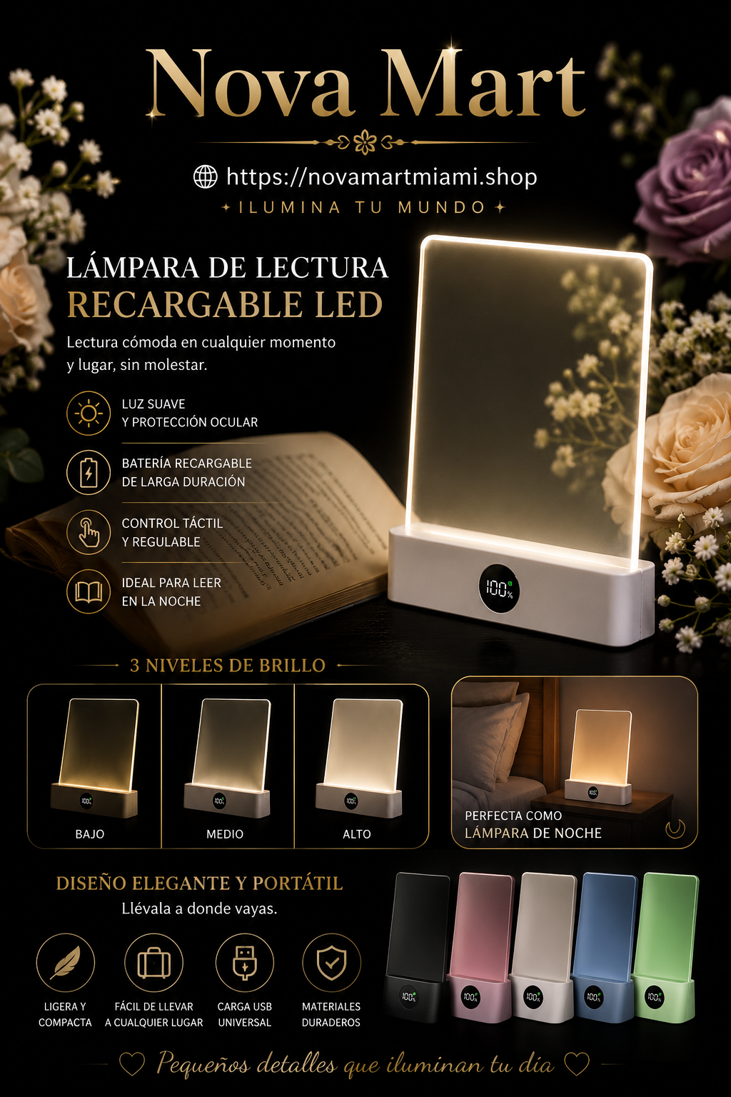 LED Tablet Reading Light Rechargeable