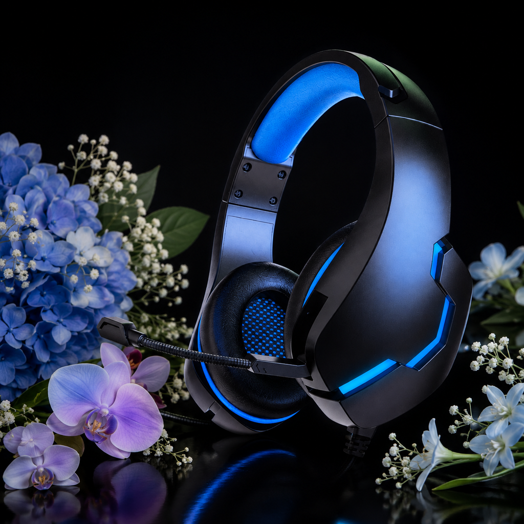J10 3.5mm Gaming Headset With Mic And LED Lights Wired Headphones Gaming Headphones Microphone Volume Control For PC Laptop