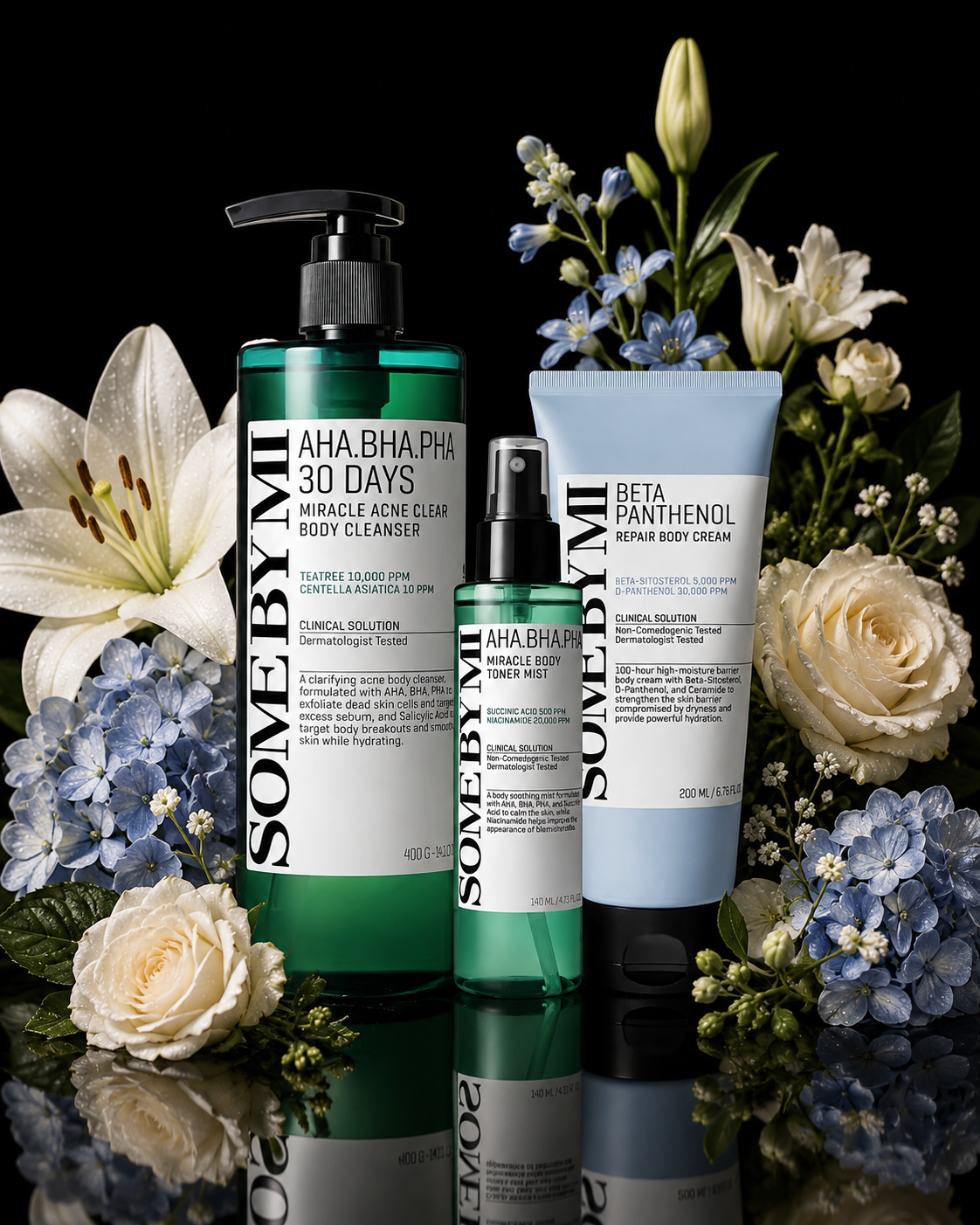 SOME BY MI AHA.BHA.PHA 30 Days Body Care Set – Cleanser, Toner Mist & Repair Cream