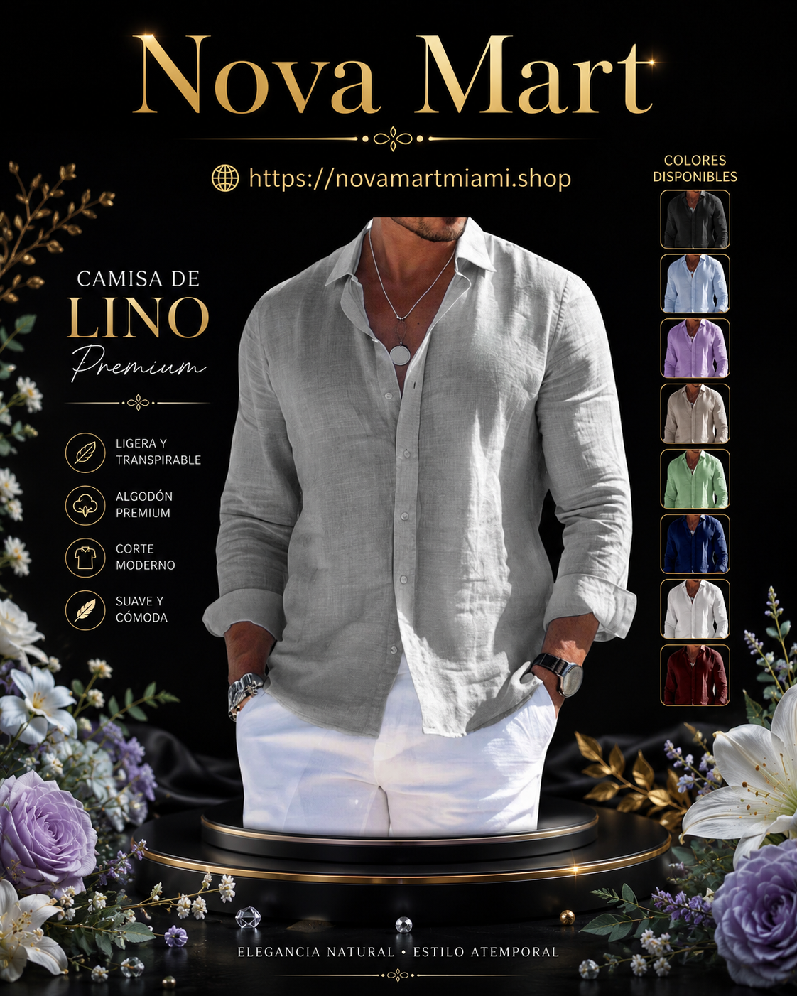 Men's Long Sleeve Shirt Casual Loose Lapel Button Top Solid Color Plus Size Blouse Clothing