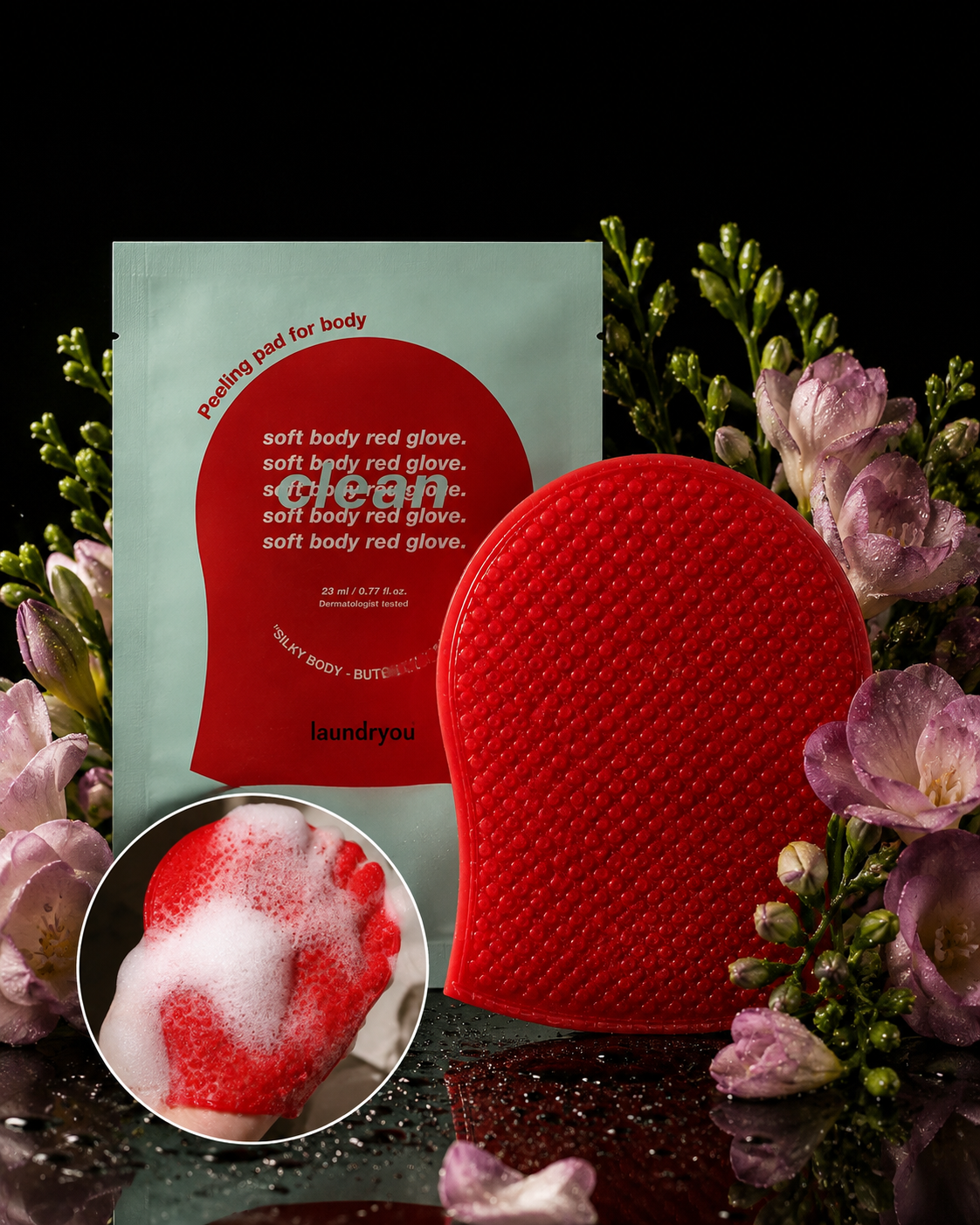 Laundryou Soft Body Red Glove Peeling Pad – Body Exfoliating Mitt