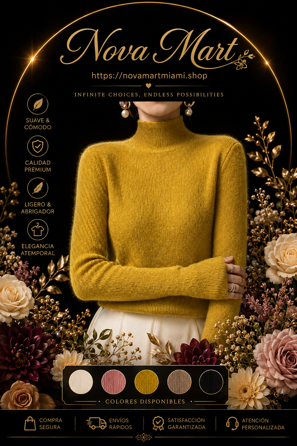 Warm Long Sleeves Knitted Half Turtleneck Women's Base Shirt