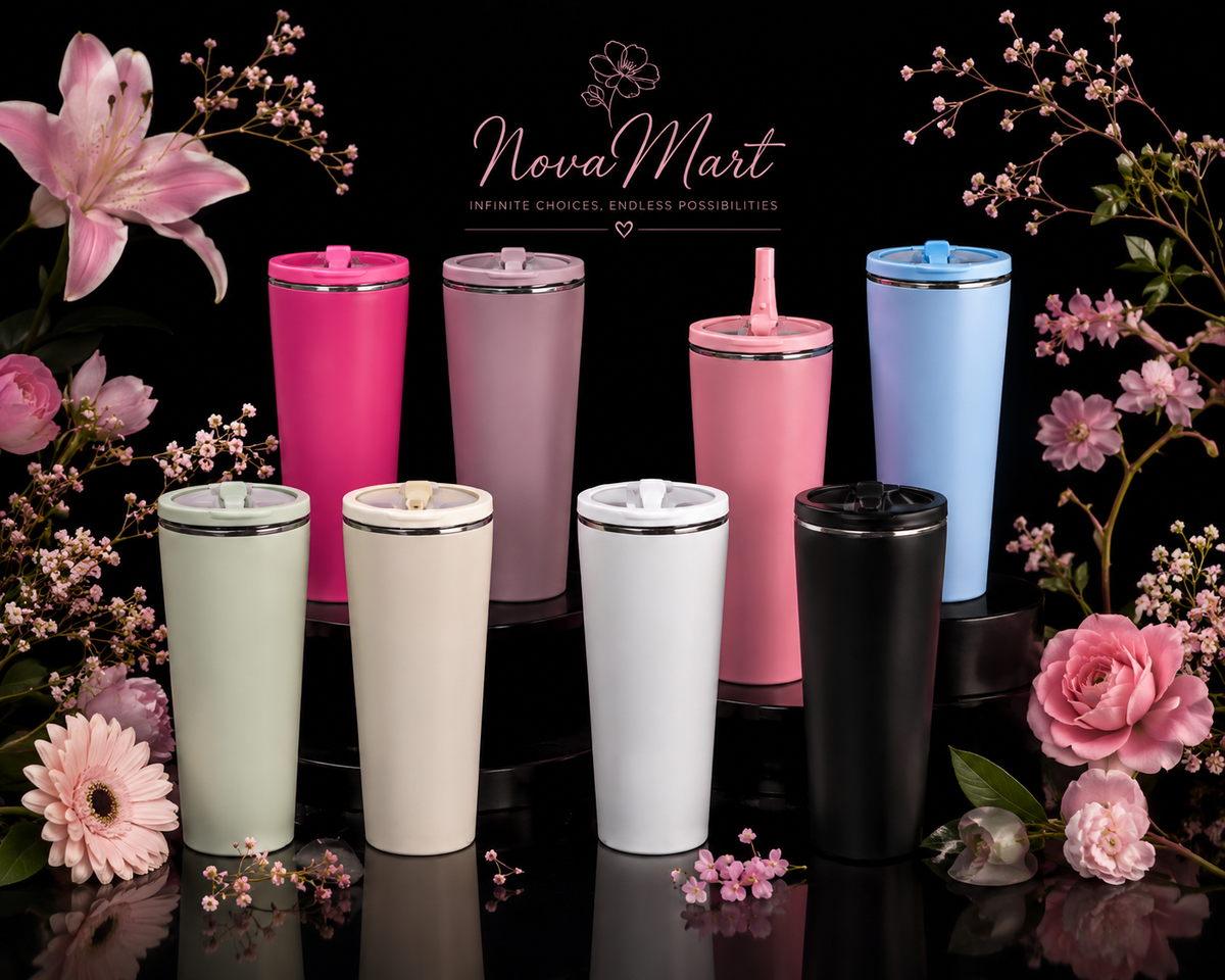 Large-Capacity Straight Straw Outdoor Portable Stainless Steel Insulated Water Bottle