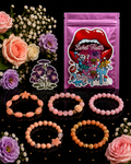 Set of 5 Beaded Stone Bracelets – Pink, Coral & Peach Tones