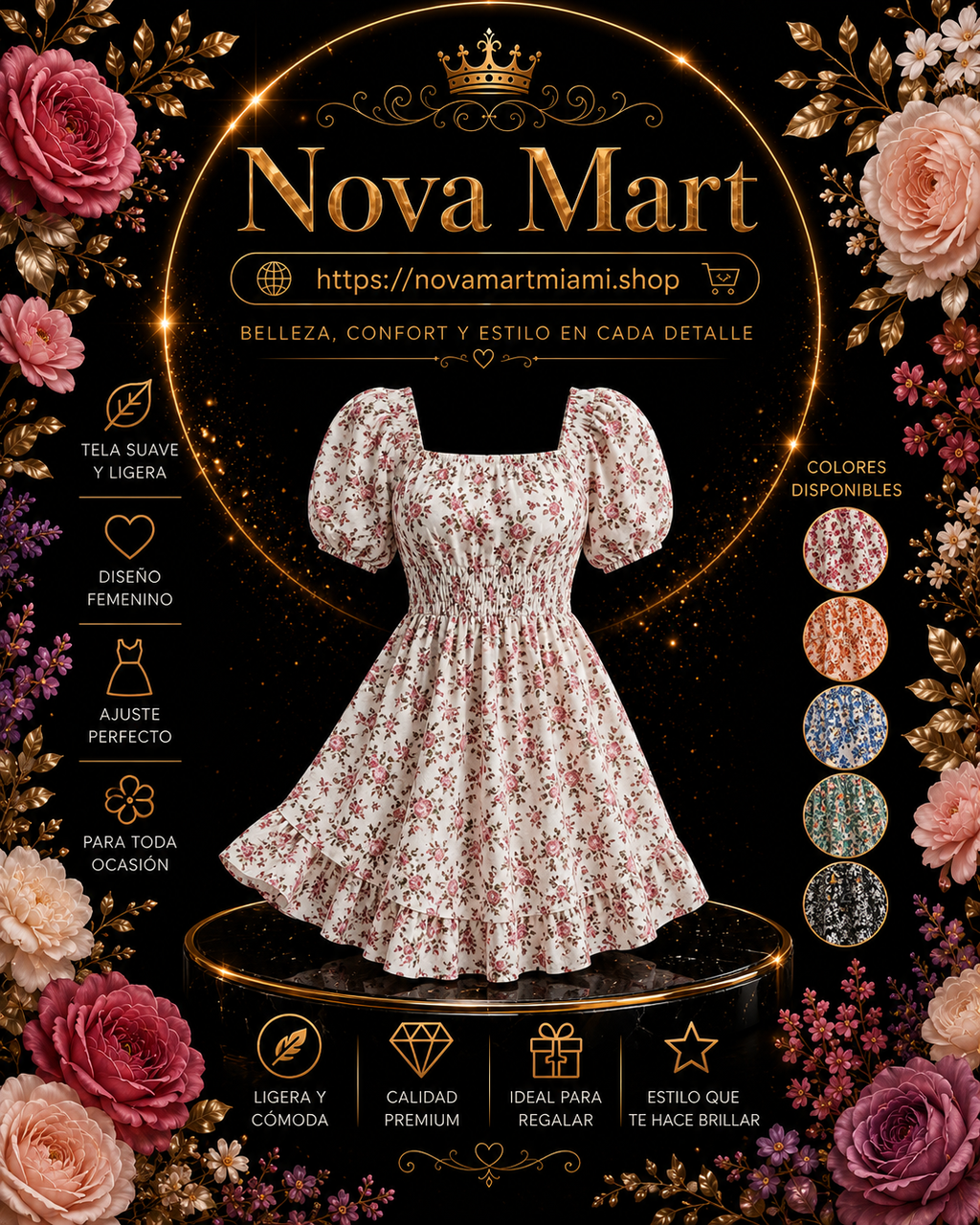 Floral Print Square Collar Dress Summer Fashion Ruffles Dresses Women's Clothing