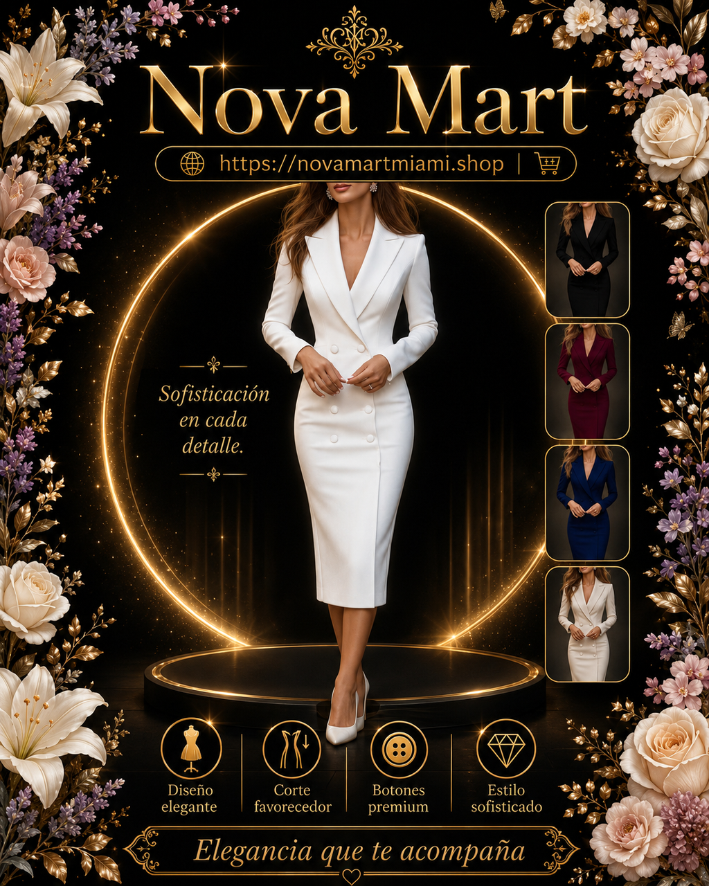 Double-breasted Blazer Dress Fashion Slim-fitting Hip-wrapped Lapel Long-sleeved Dresses Office Commuting Long Jacket Outwear For Women's Clothing