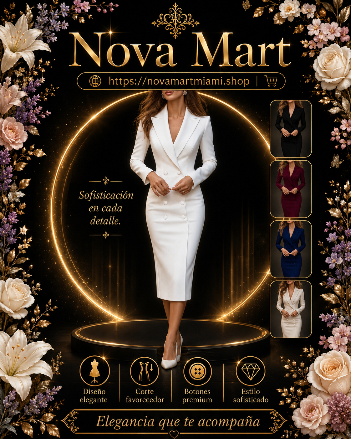 Double-breasted Blazer Dress Fashion Slim-fitting Hip-wrapped Lapel Long-sleeved Dresses Office Commuting Long Jacket Outwear For Women's Clothing