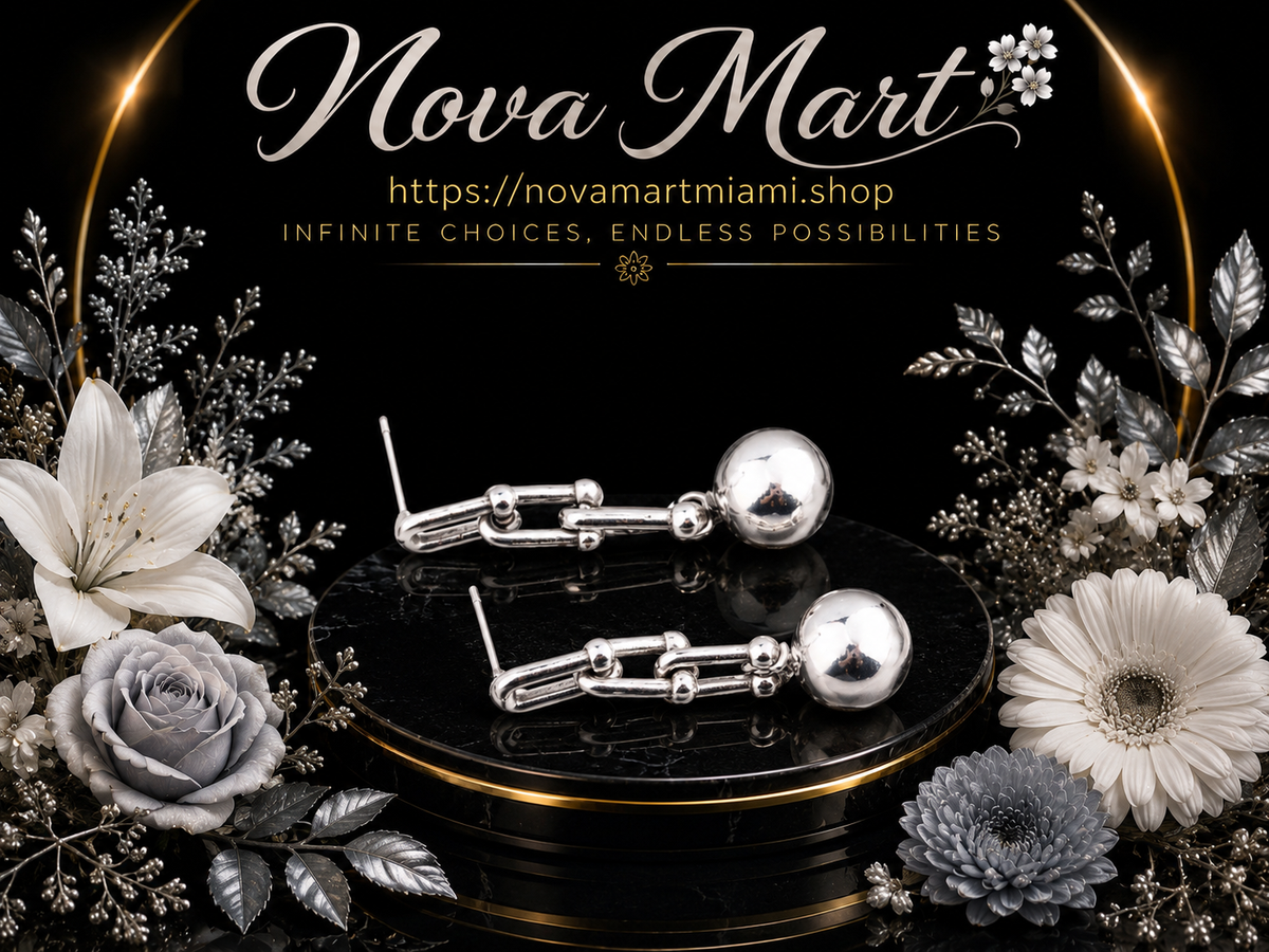 Personalized Ball U-Shaped Chain Stud Earrings