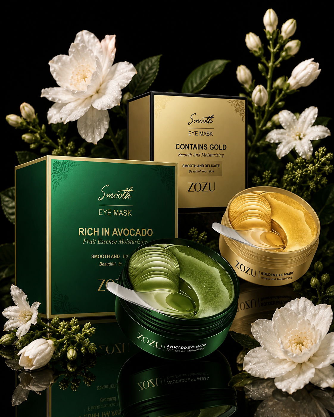 ZOZU Smooth Avocado & Gold Hydrogel Eye Mask Set