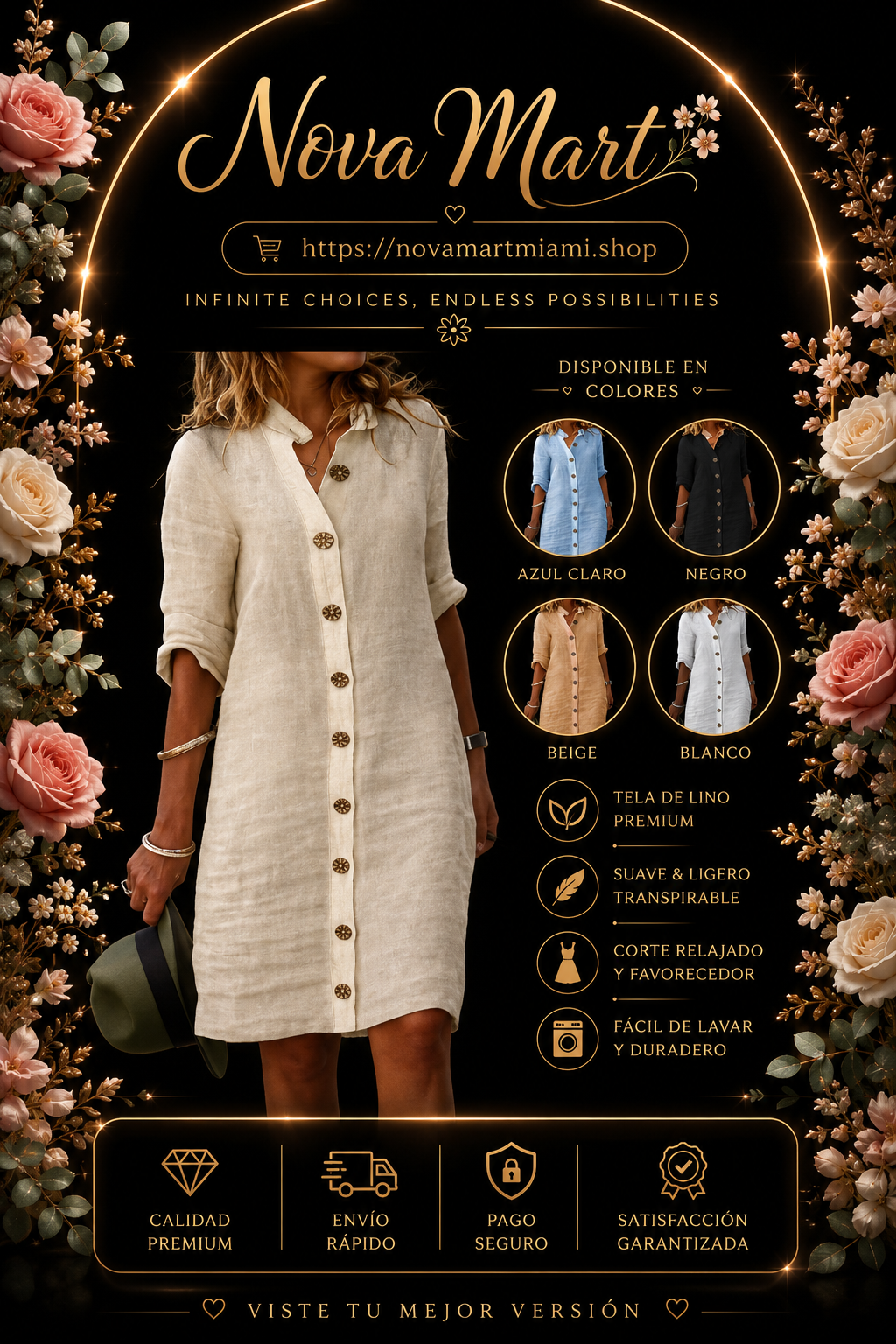 Half-sleeved Shirt Dress Summer V-neck Single-breasted Button Dresses Women's Clothing