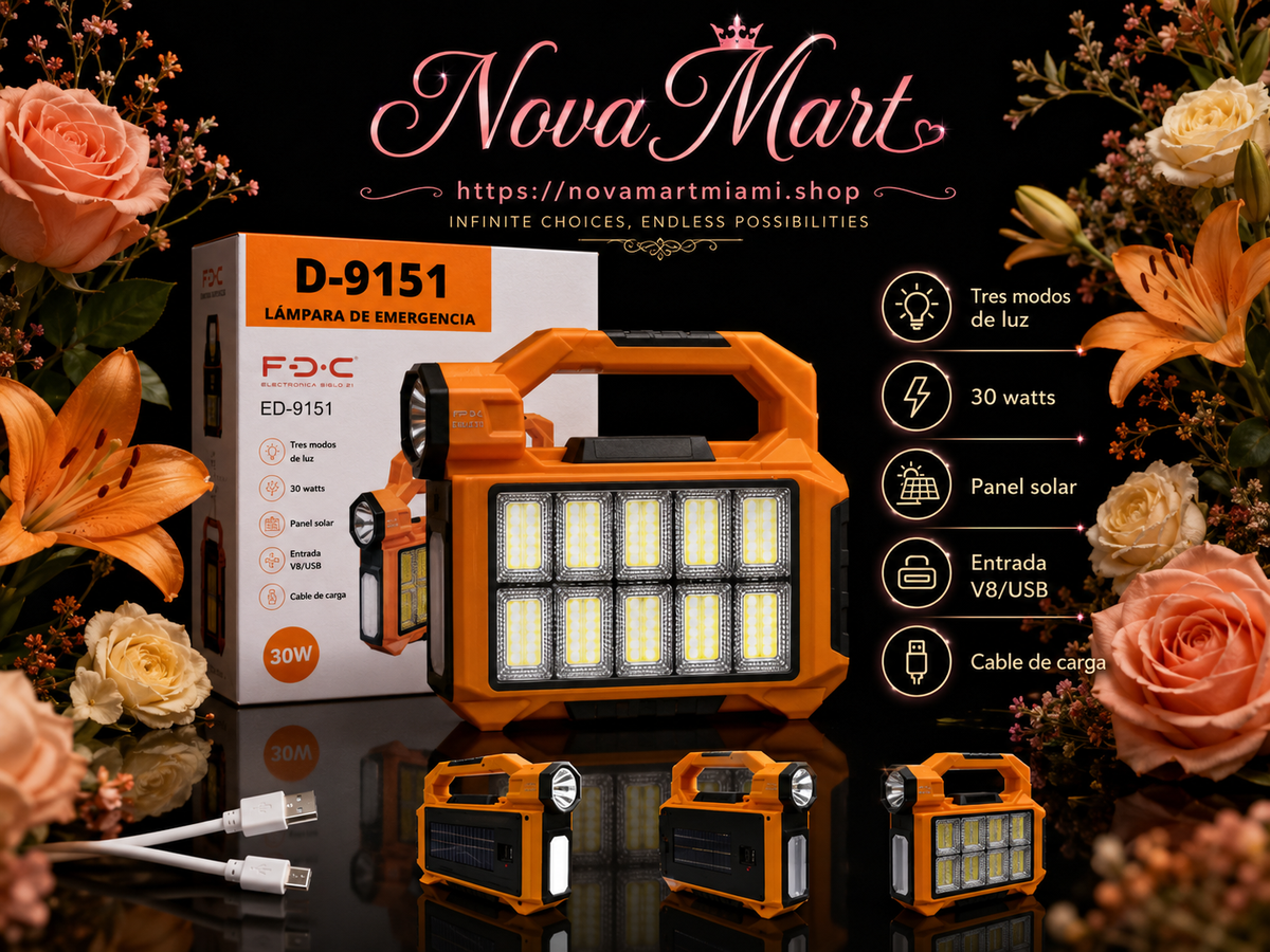 Solar Energy Storage Emergency Light Outdoor For Home 30w Three-speed Light V8/usb Charging