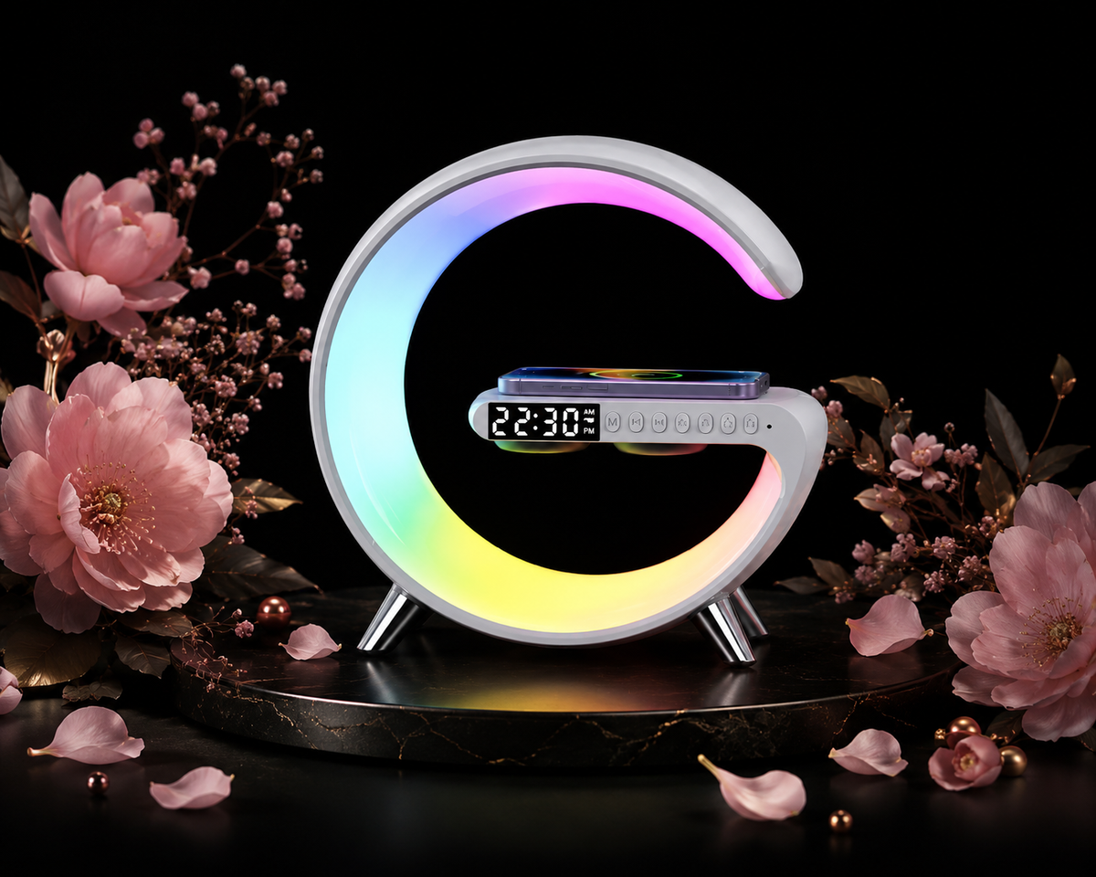 New Intelligent G Shaped LED Lamp Bluetooth Speake Wireless Charger Atmosphere Lamp App Control For Bedroom Home Decor