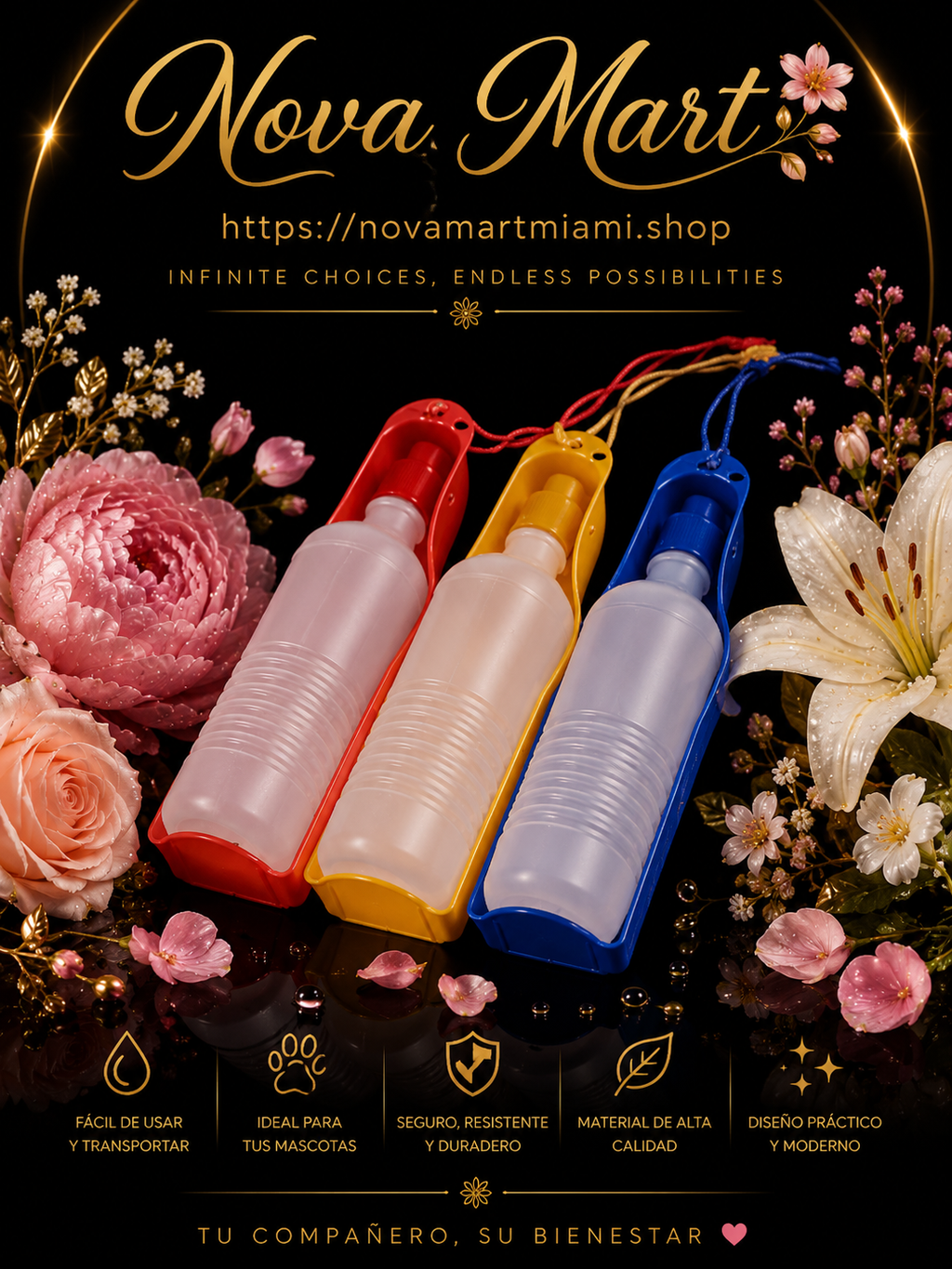 Dog Water Bottle Feeder With Bowl Plastic Portable Water Bottle Pets Outdoor Travel Pet Drinking Water Feeder 40FB18