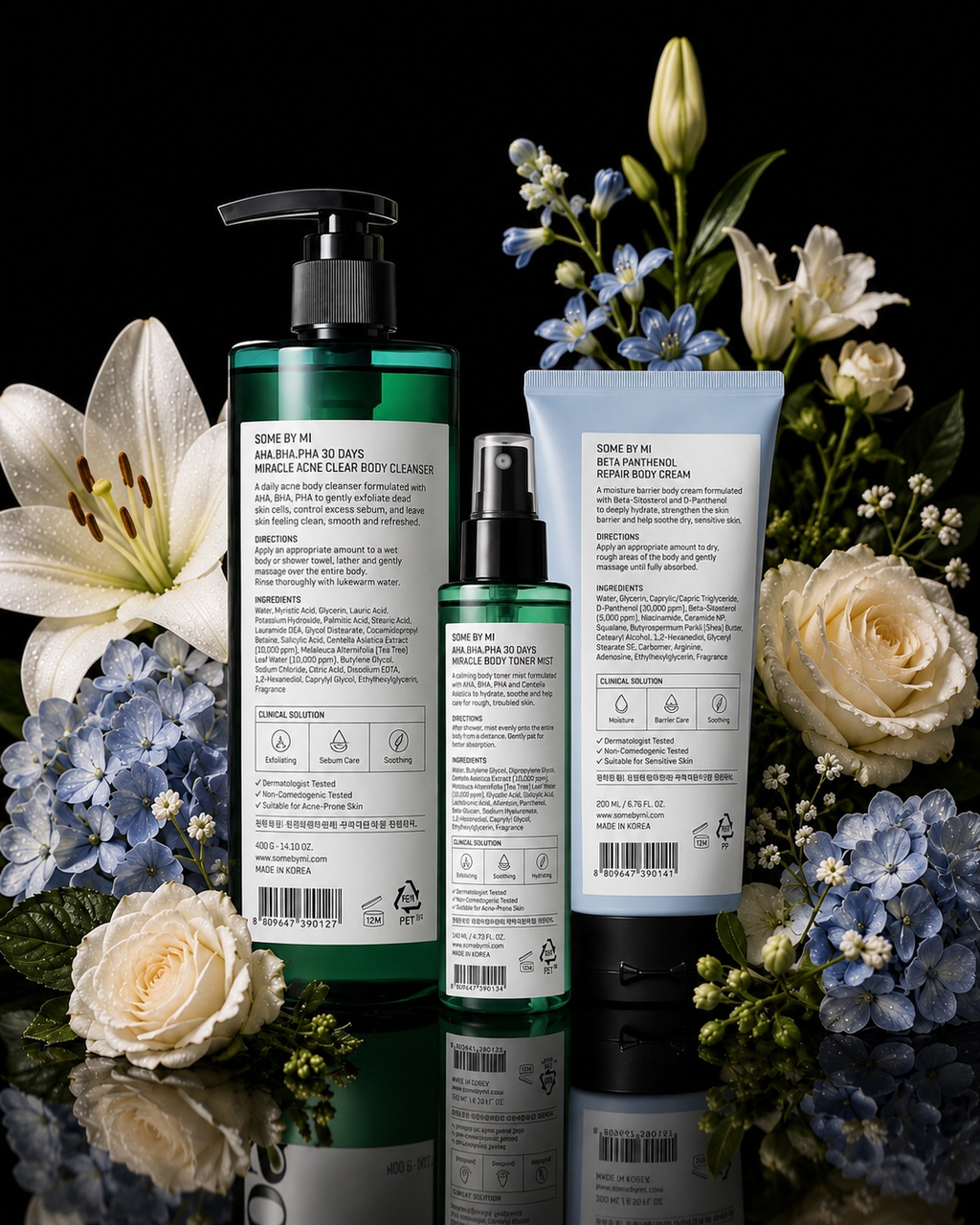 SOME BY MI AHA.BHA.PHA 30 Days Body Care Set – Cleanser, Toner Mist & Repair Cream