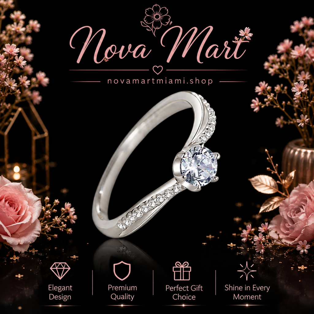 Sterling Silver Ring Twisted Arm Six-claw Diamond Ring Ring