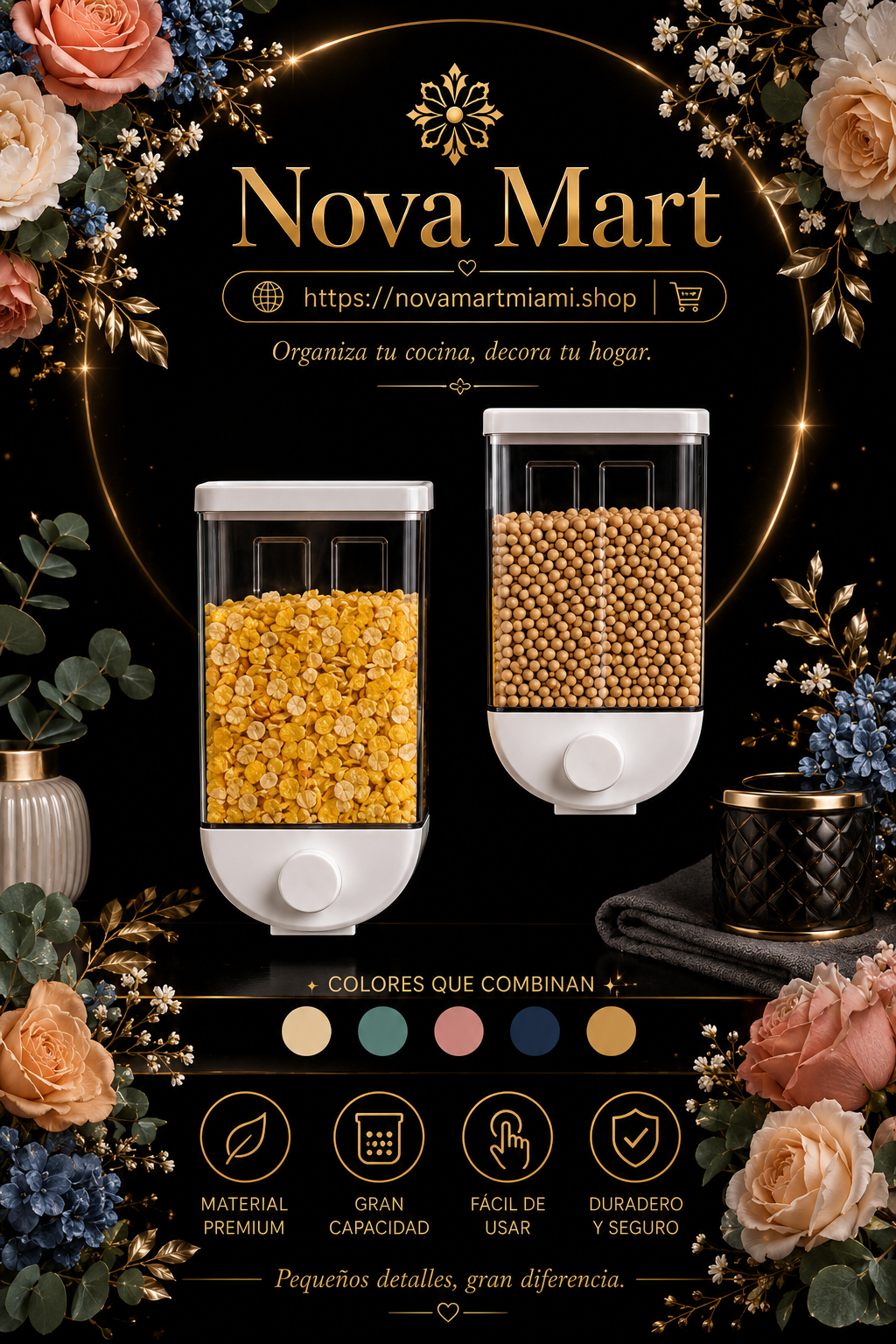 Kitchen Food Storage Easy Press Container Cereal Dispenser Wall Mounted Food Storage Box