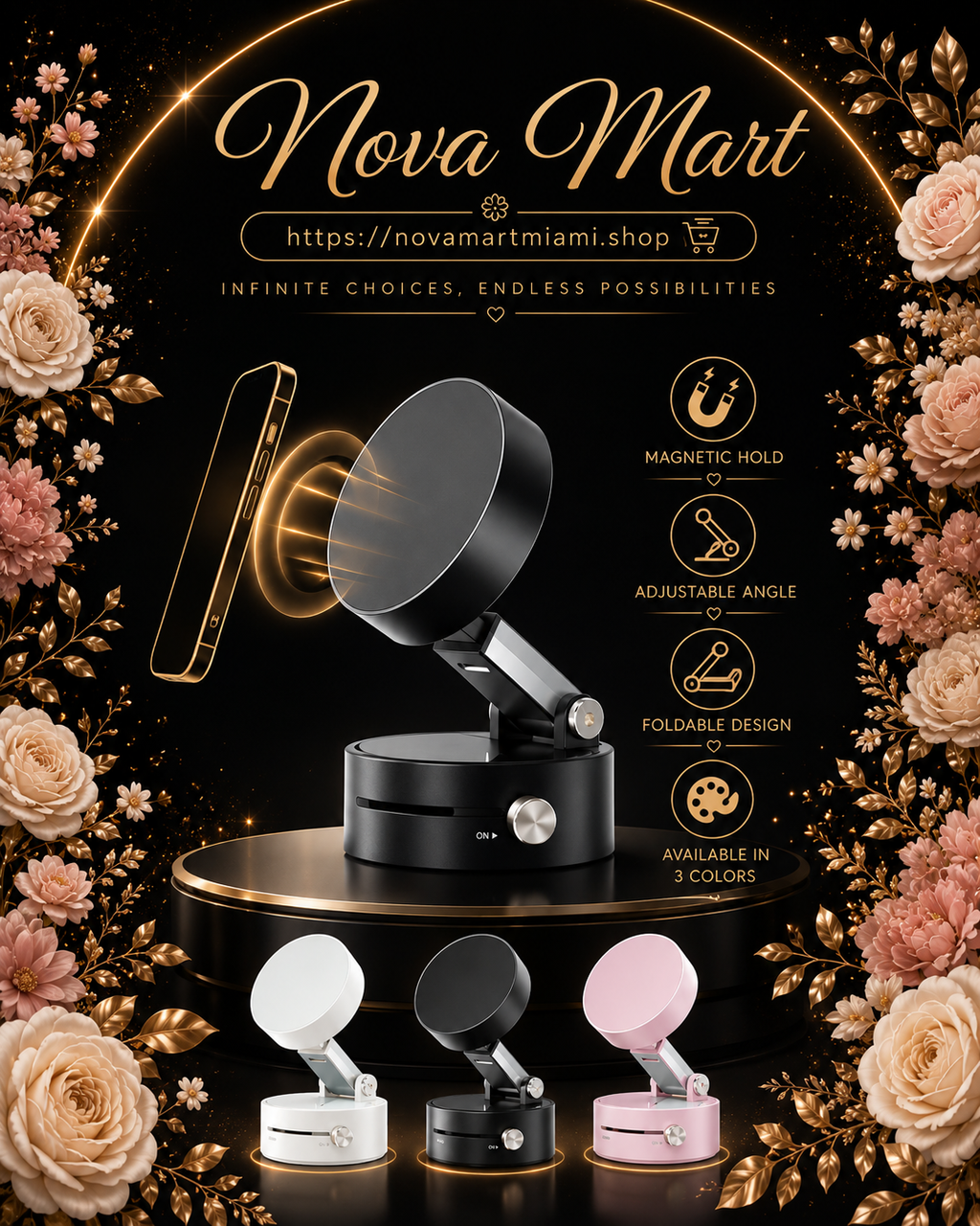 Foldable Magnetic Vacuum Car Phone Holder Foldable Suction Cup With Suction Cup Hands-Free Navigation For Smart Phone