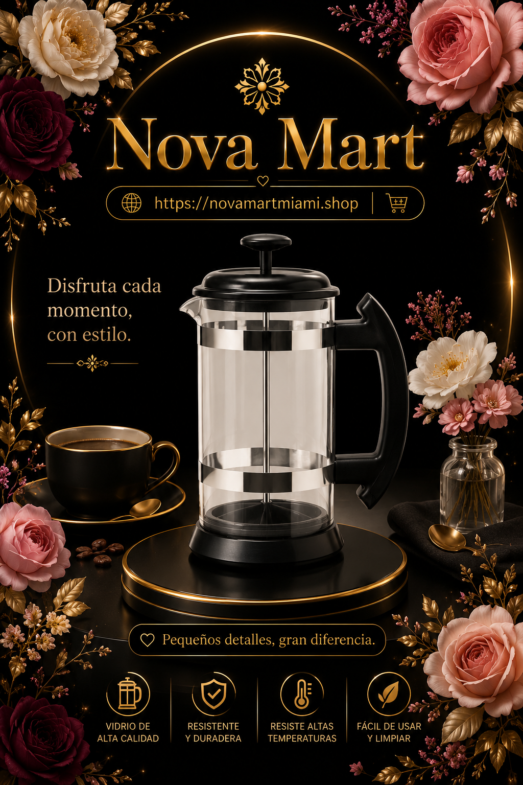 Press Filter Type Glass Coffee Pot