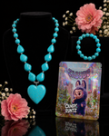 Turquoise Beaded Heart Necklace & Bracelet Set – 2 Piece Jewelry Set