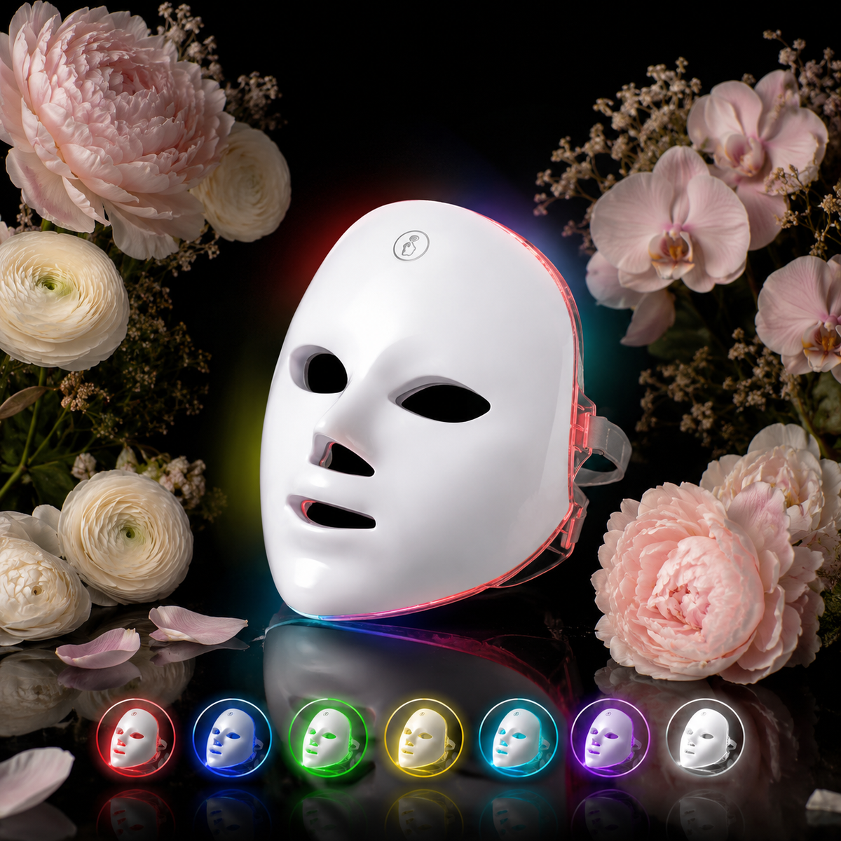 7Colors LED Light Photon Face Mask Neck Rejuvenation Skin Facial Wrinkle Therapy