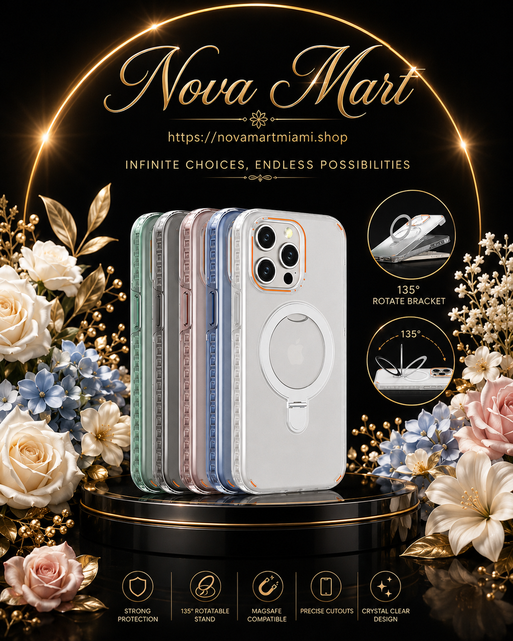 New Colorful Magnetic Bracket Phone Case With Holder Stand Cover For Magesafe Magnetic Transparent Wireless Charge Case For Phone
