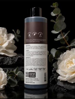 Her Fantasy Box Charcoal Detox Exfoliating Body Wash – Steamy Eucalyptus, 16 fl oz