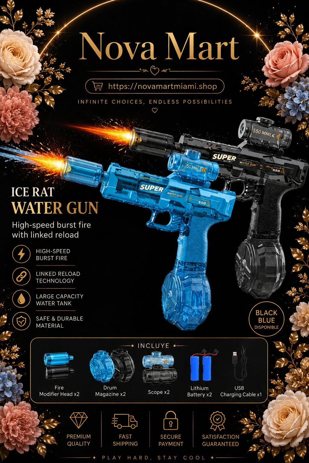 LED Lights Electric Water Guns Children Simulated Shooting Recoil Powerful Automatic Water Spray Gun Kids Summer Outdoor Toys