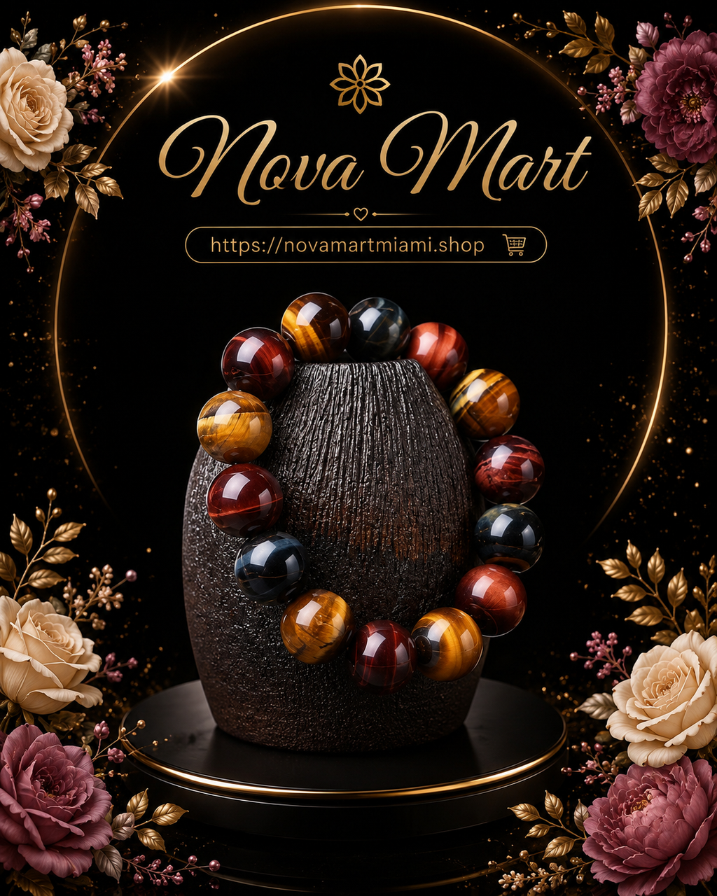 Tiger Eye Bracelet Natural Crystal Stone Buddha Bead Bracelet