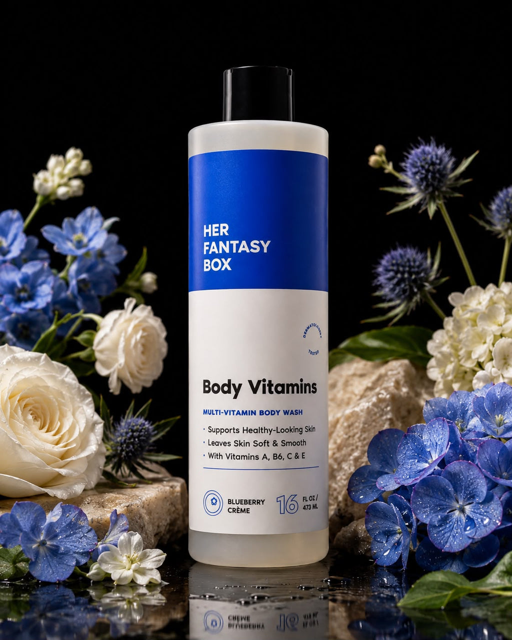 Her Fantasy Box Body Vitamins Multi-Vitamin Body Wash – Blueberry Crème, 16 fl oz