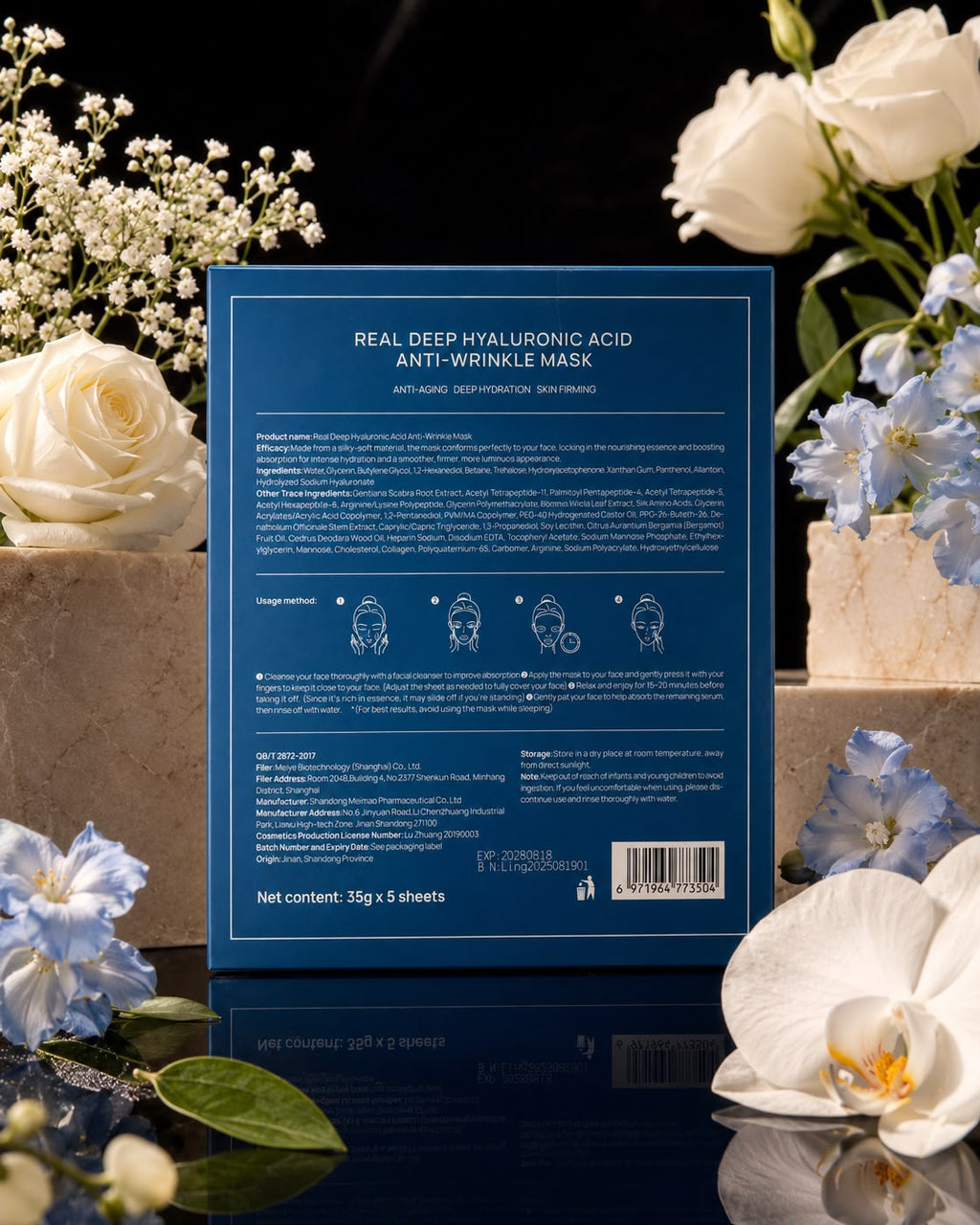 Prof. Ling Real Deep Hyaluronic Acid Anti-Wrinkle Facial Sheet Mask – 5 Pack
