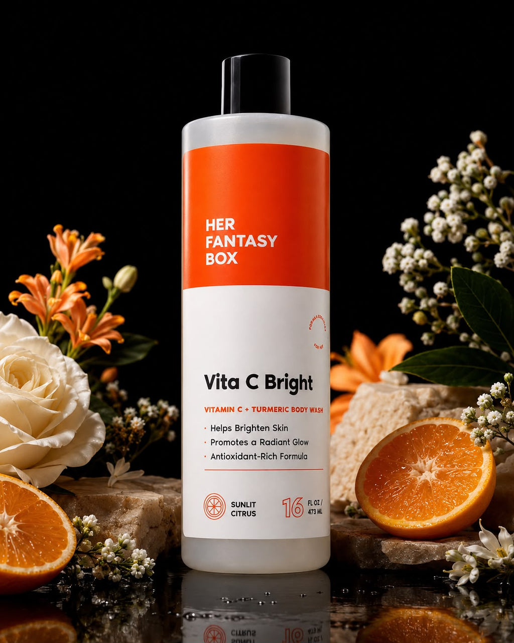 Her Fantasy Box Vita C Bright Vitamin C + Turmeric Body Wash – Sunlit Citrus, 16 fl oz